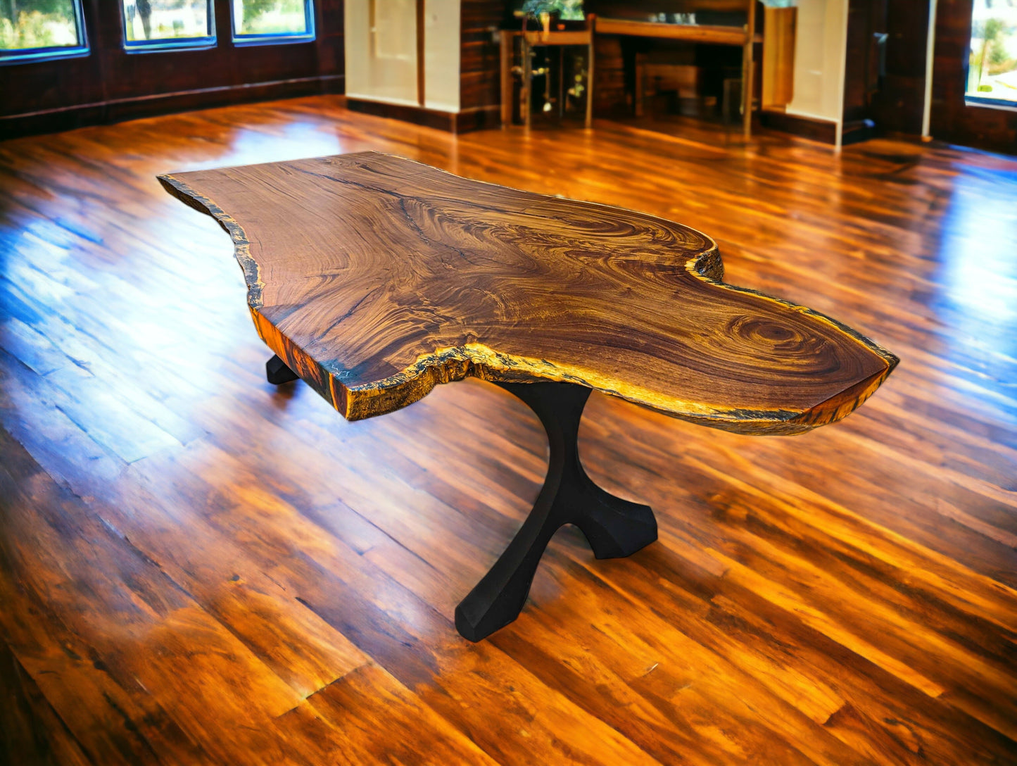 Exotic African Brown Ivory Live Edge Table (L102" x W49")