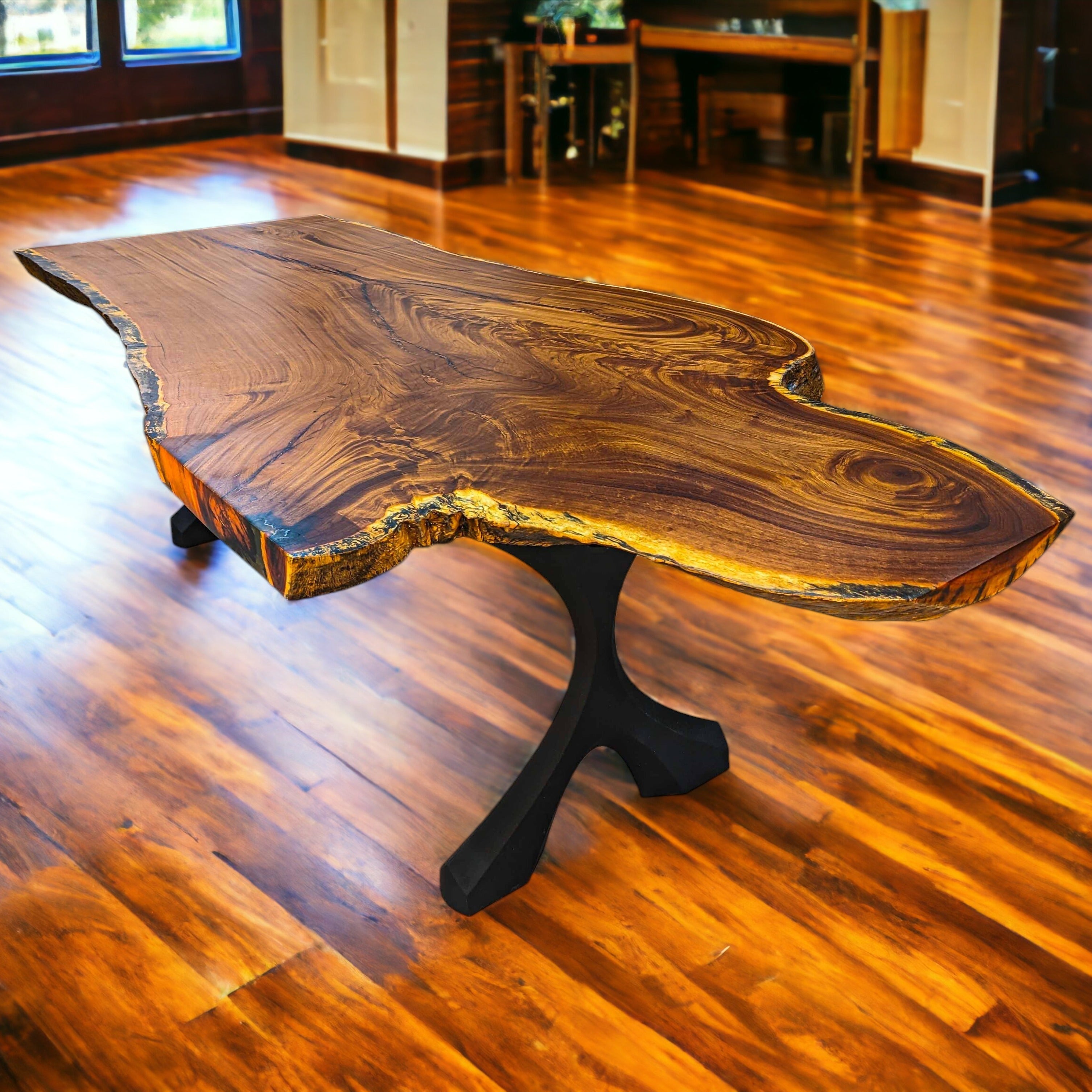 Exotic African Brown Ivory Live Edge Table (L102" x W49")