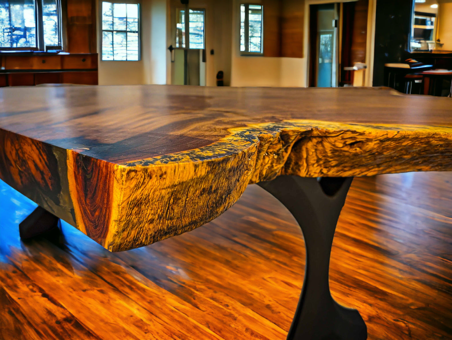 Exotic African Brown Ivory Live Edge Table (L102" x W49")