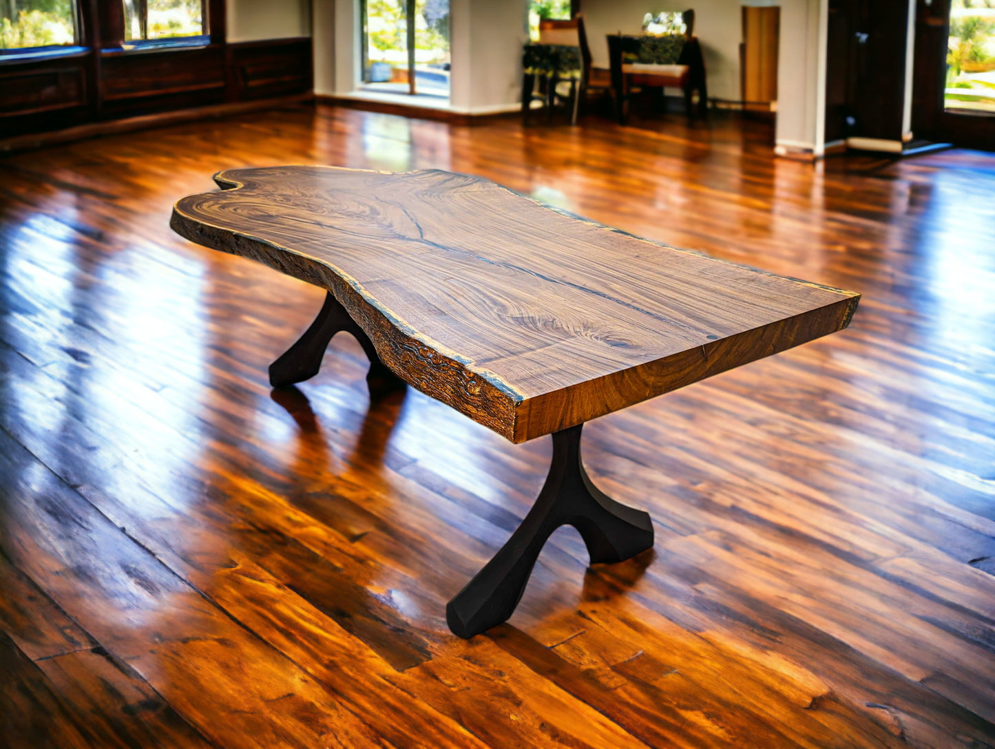 Exotic African Brown Ivory Live Edge Table (L102" x W49")