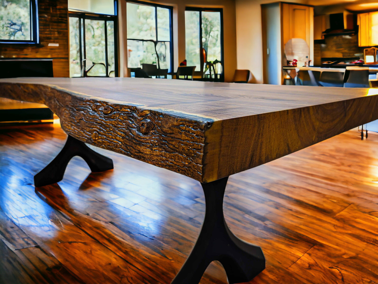 Exotic African Brown Ivory Live Edge Table (L102" x W49")