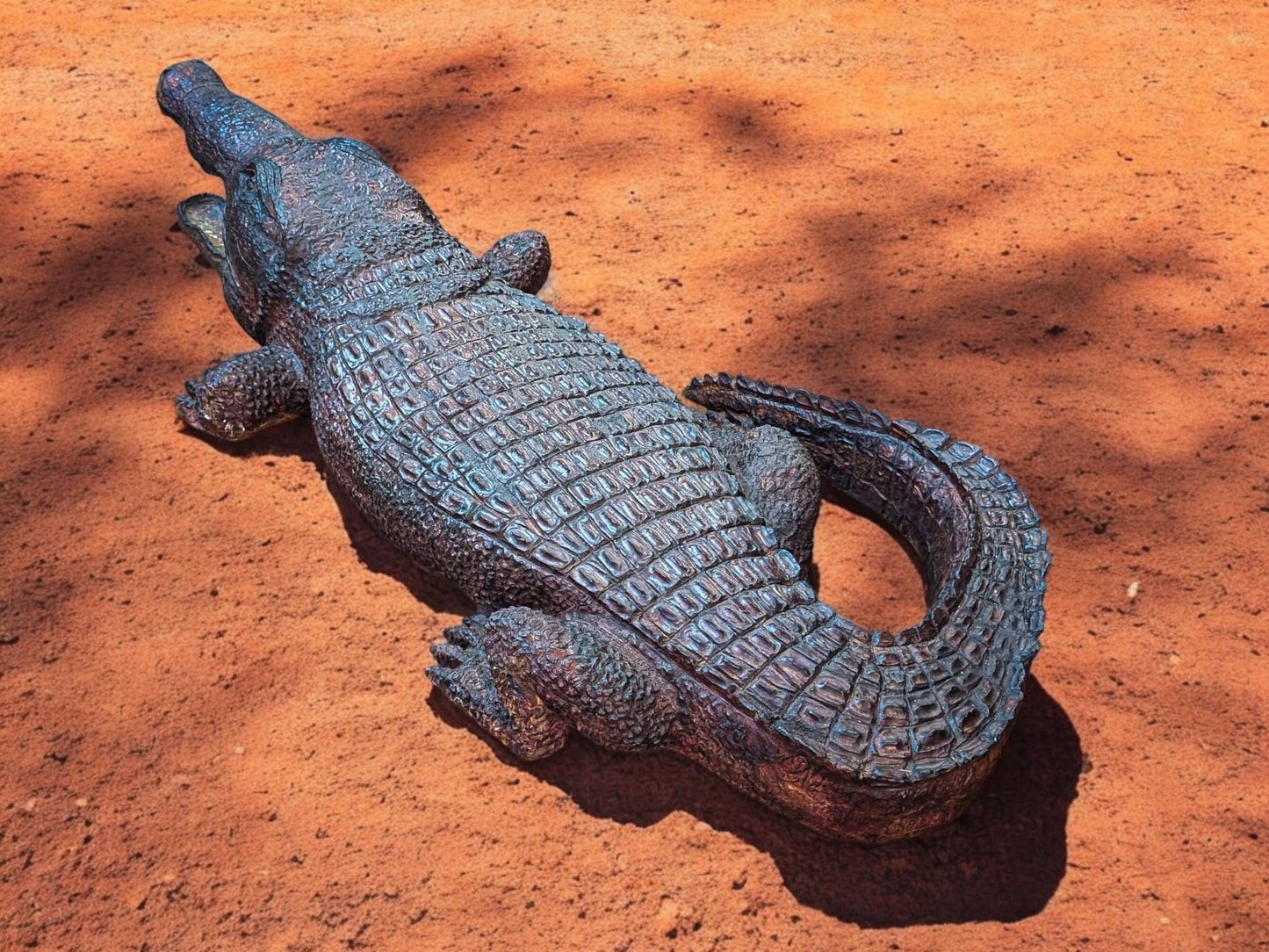 Hand-Carved Ironwood Alligator Sculpture