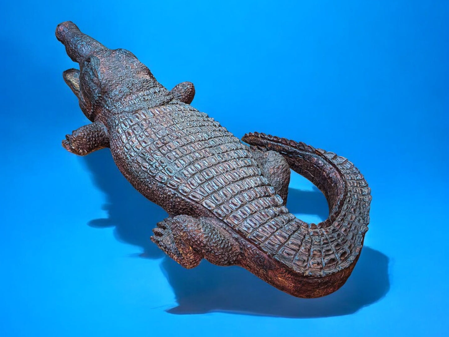 Hand-Carved Ironwood Alligator Sculpture