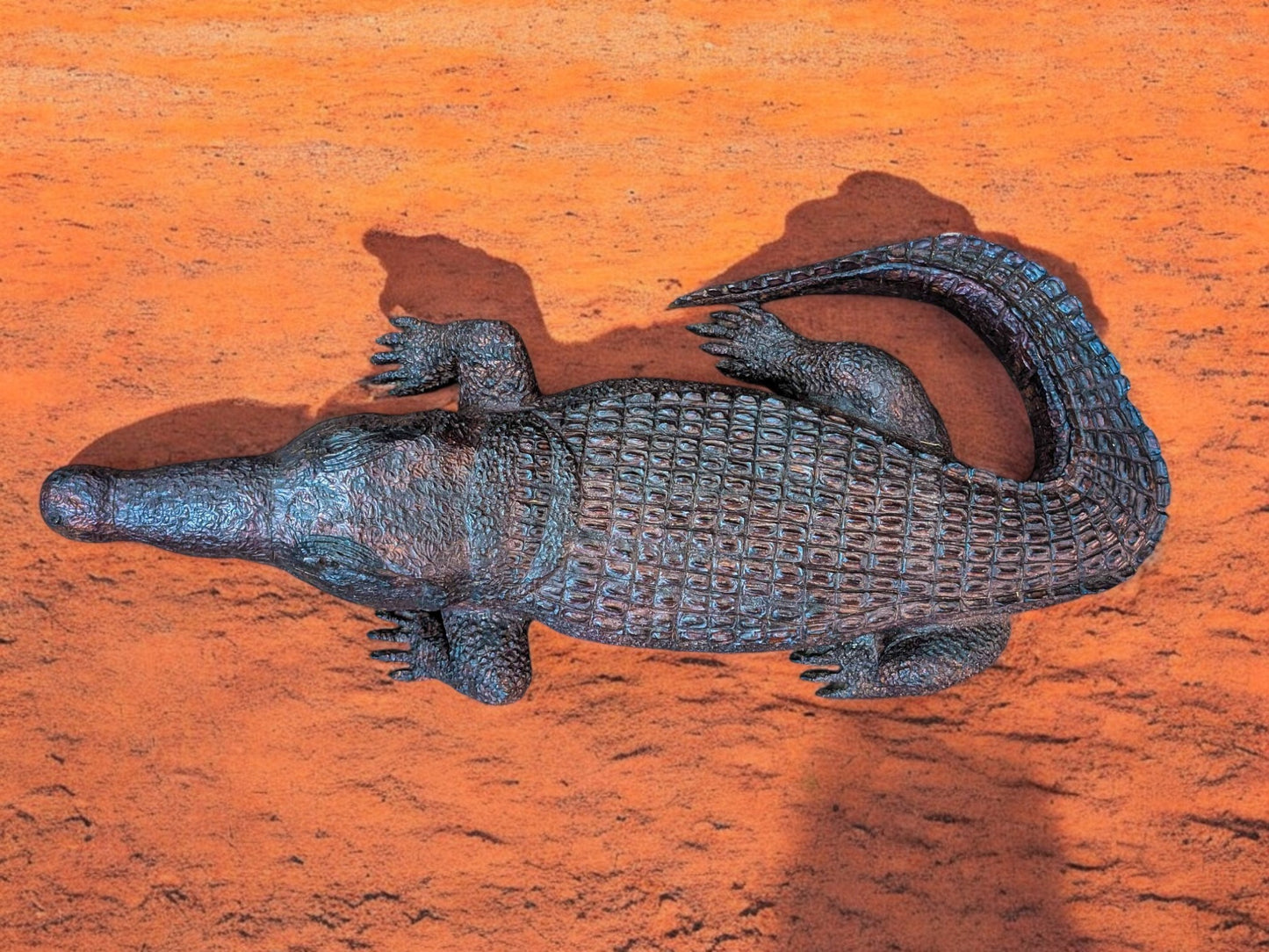 Hand-Carved Ironwood Alligator Sculpture