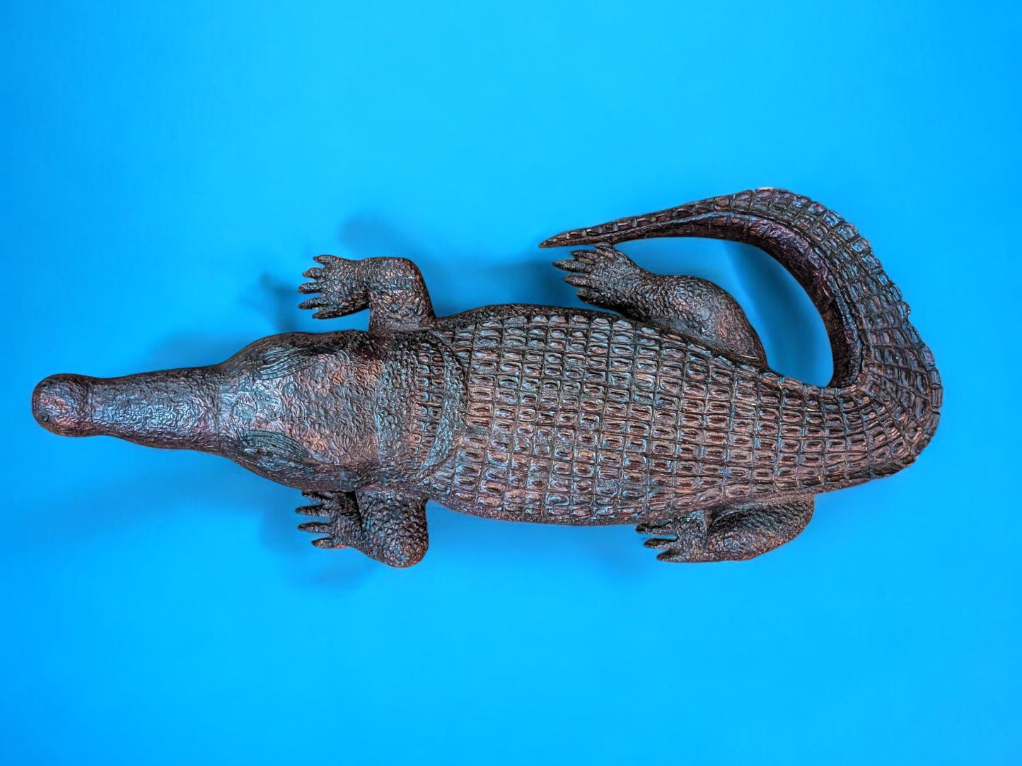 Hand-Carved Ironwood Alligator Sculpture