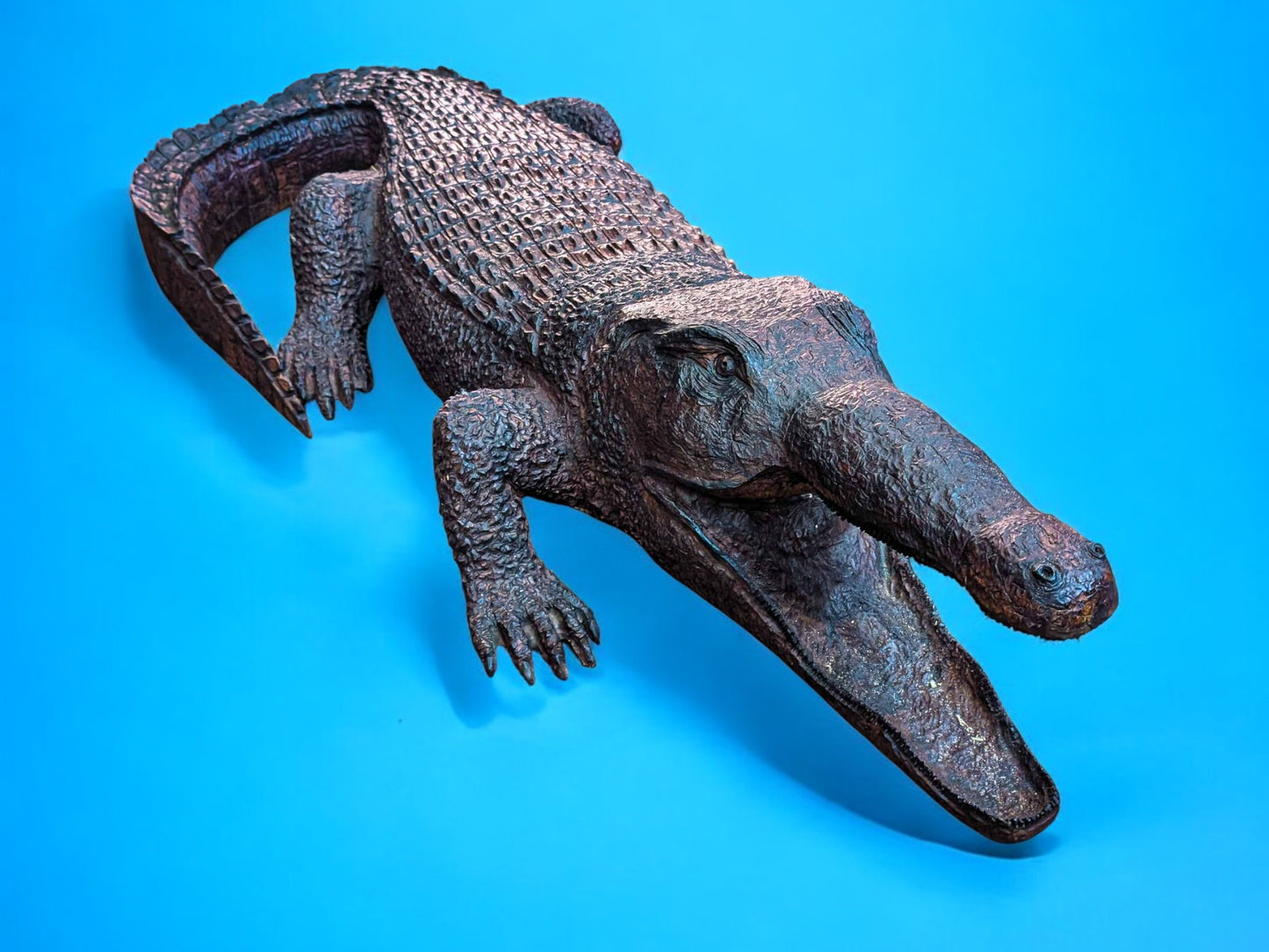 Hand-Carved Ironwood Alligator Sculpture