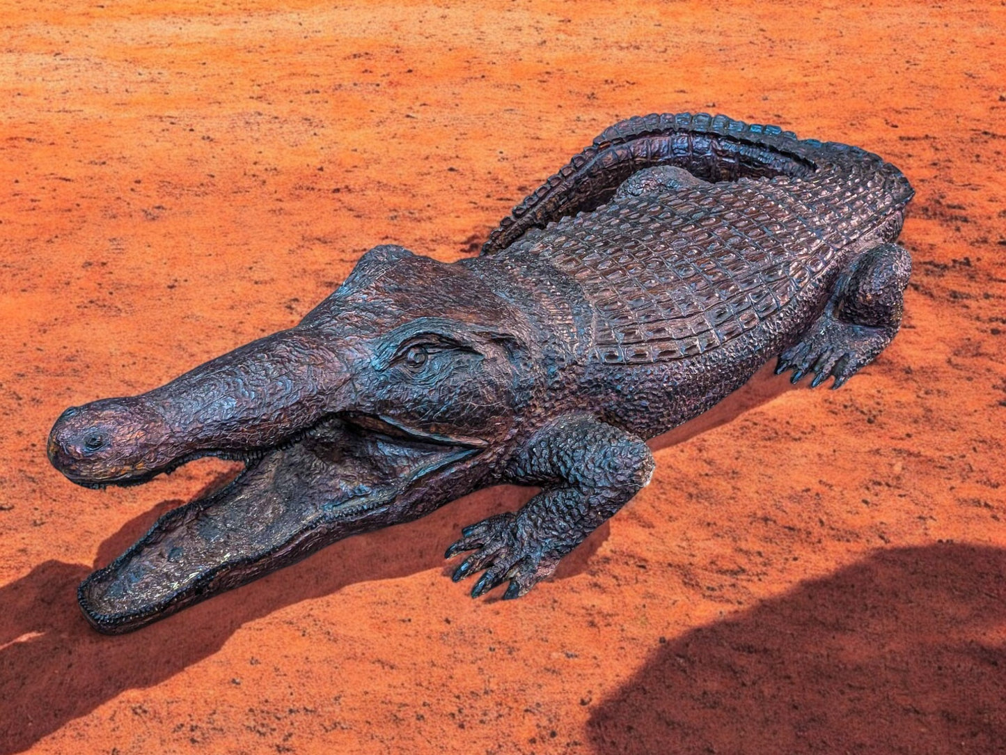 Hand-Carved Ironwood Alligator Sculpture