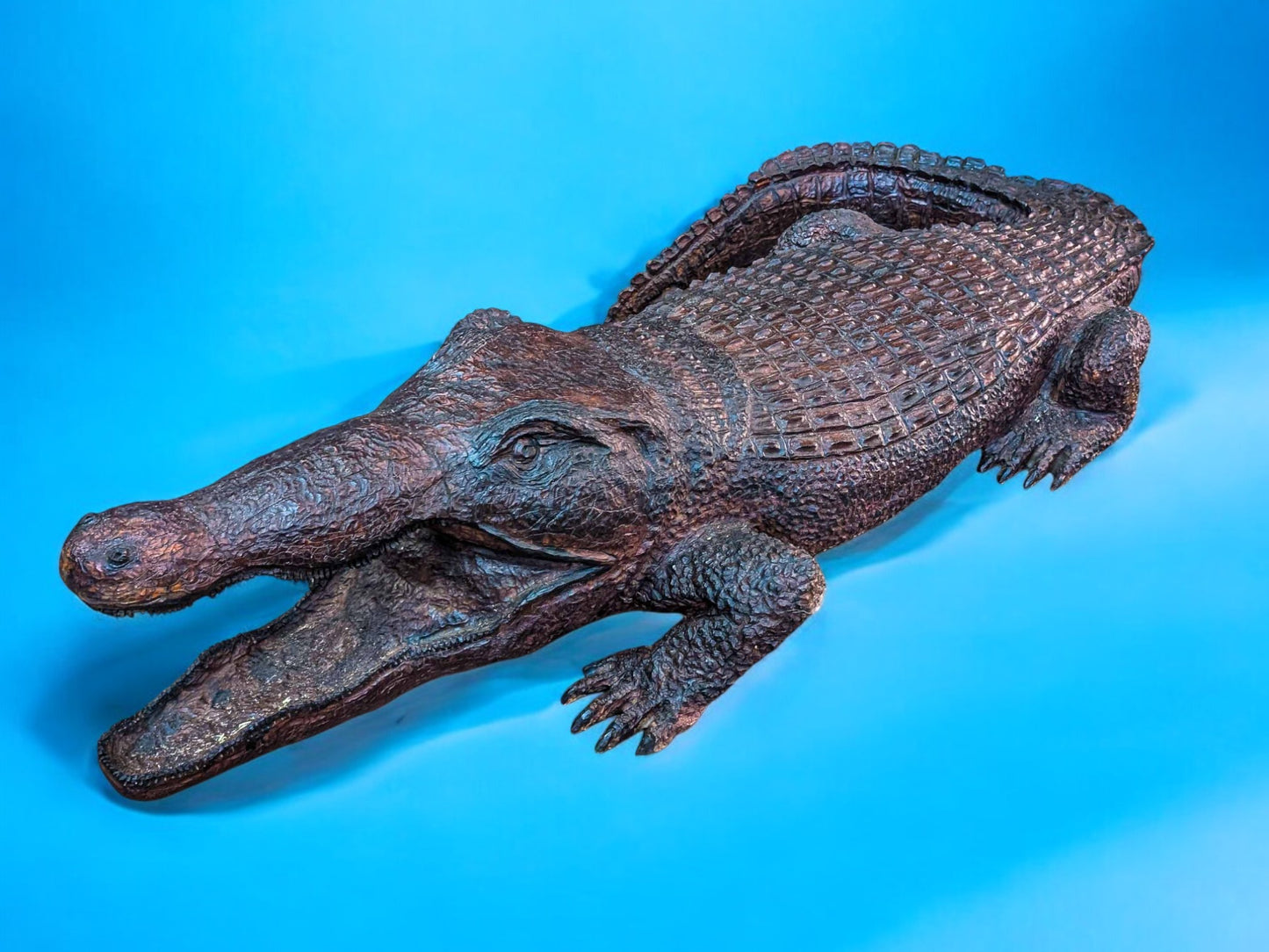 Hand-Carved Ironwood Alligator Sculpture