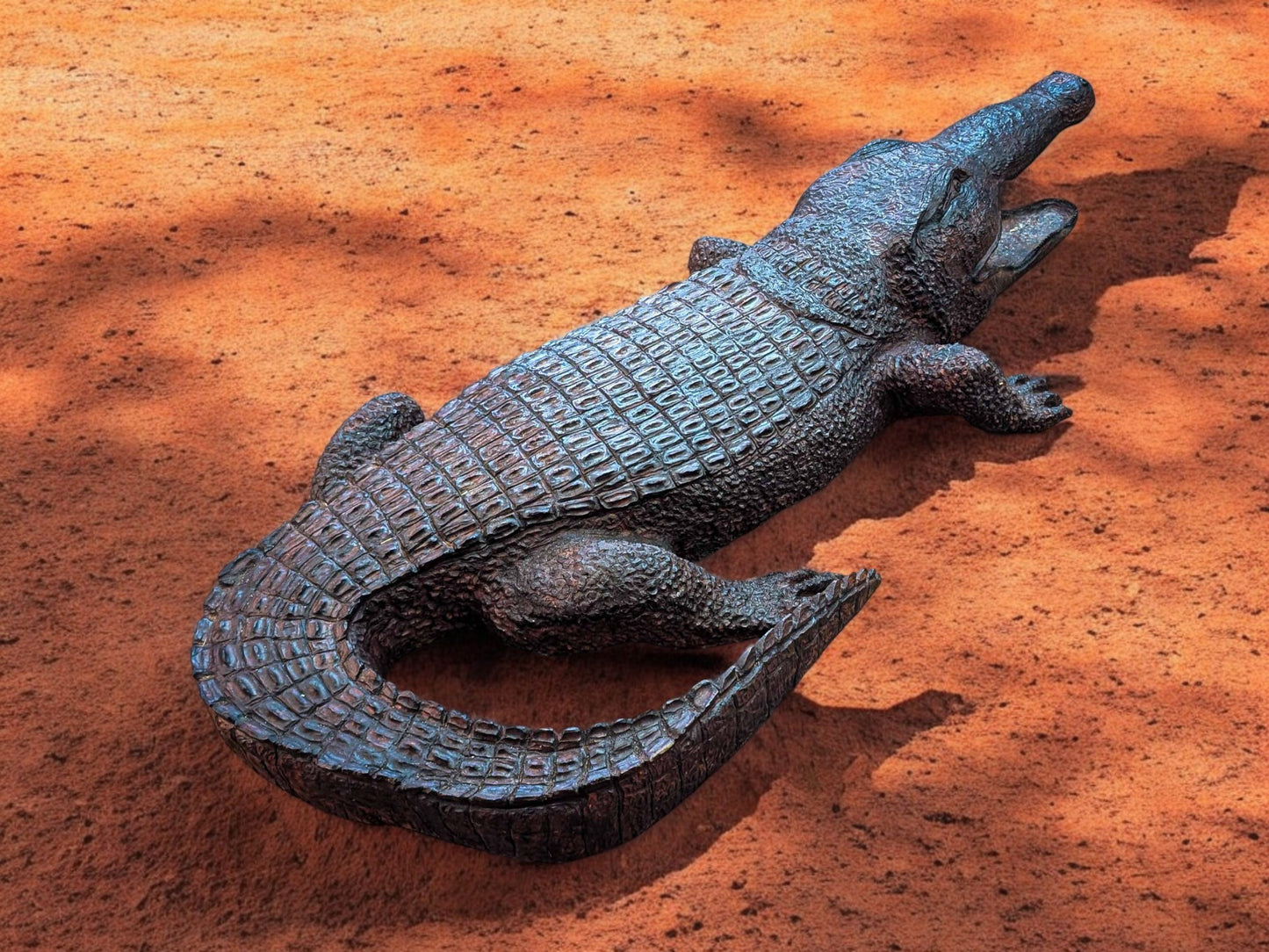 Hand-Carved Ironwood Alligator Sculpture