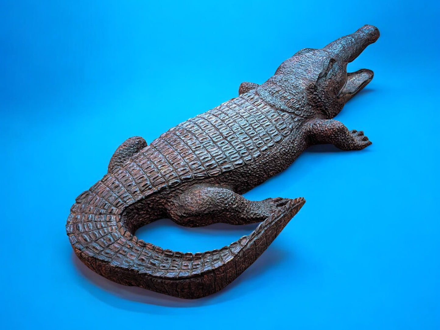 Hand-Carved Ironwood Alligator Sculpture