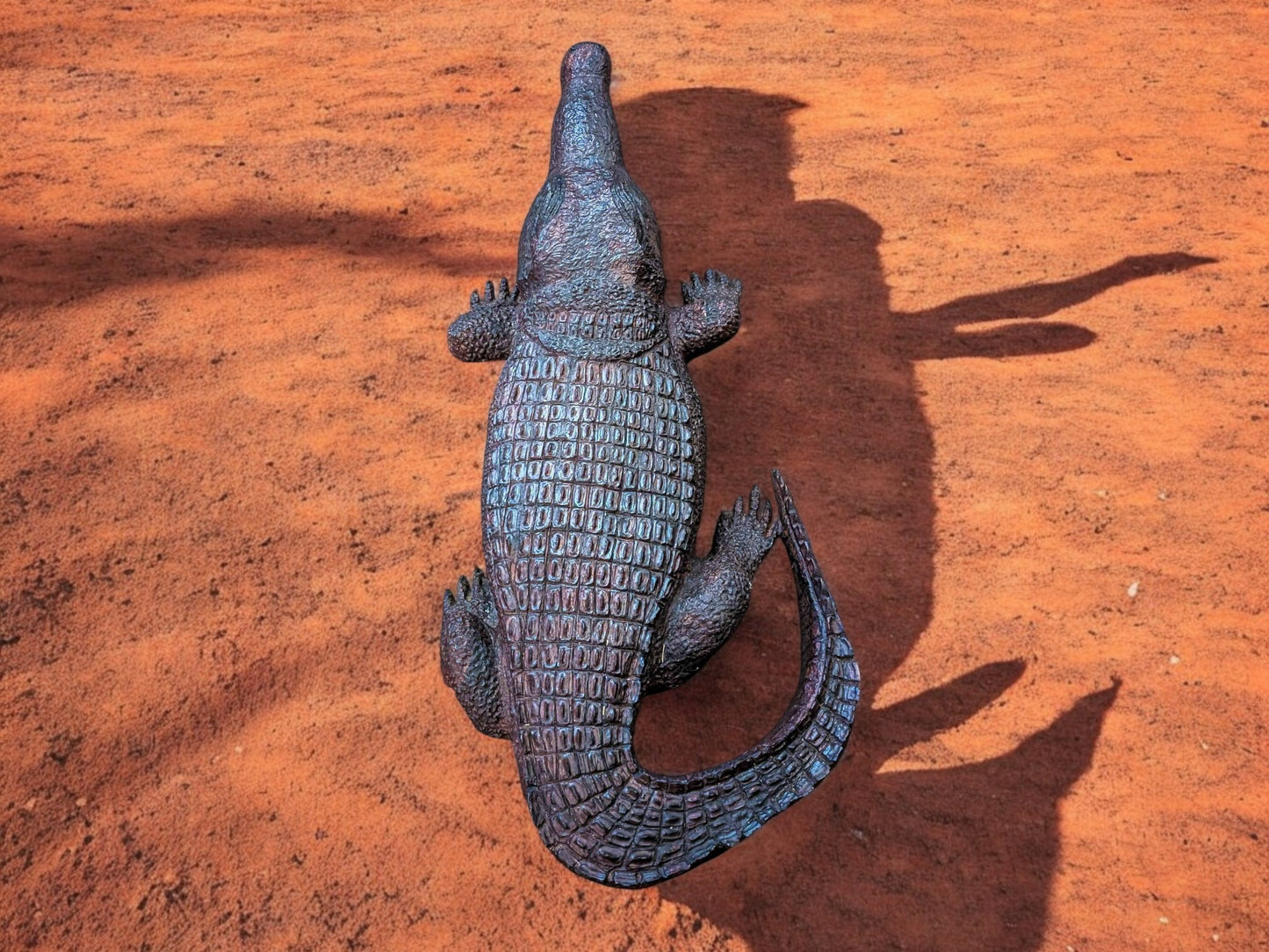 Hand-Carved Ironwood Alligator Sculpture