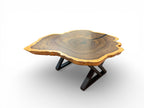 Grand Leadwood Live Edge Coffee Table (43.31" x 33.86" x 3.35") with Modern X-Legs