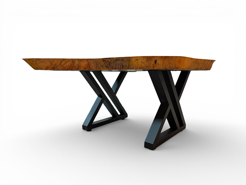 Grand Leadwood Live Edge Coffee Table (43.31" x 33.86" x 3.35") with Modern X-Legs