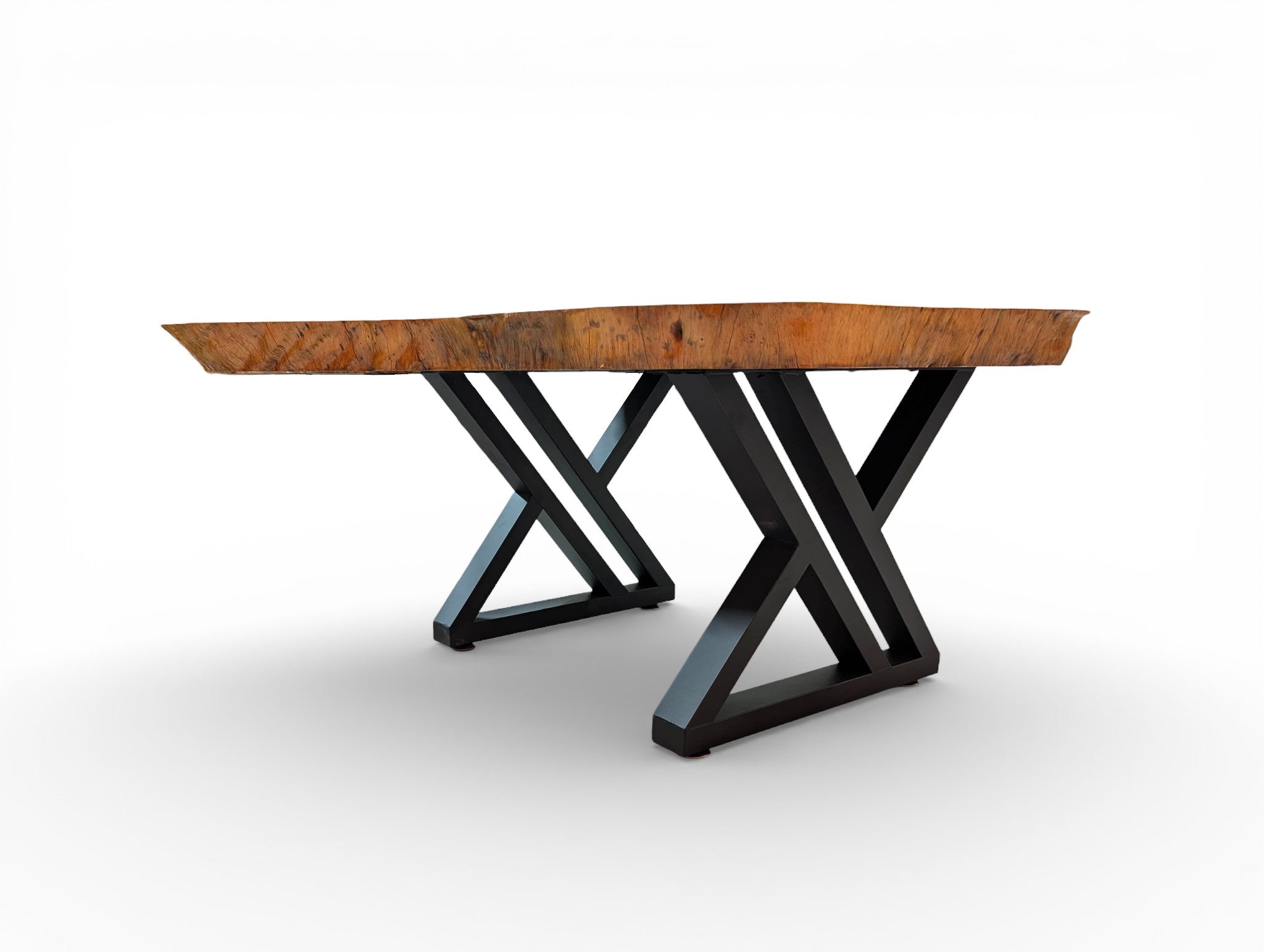 Grand Leadwood Live Edge Coffee Table (43.31" x 33.86" x 3.35") with Modern X-Legs