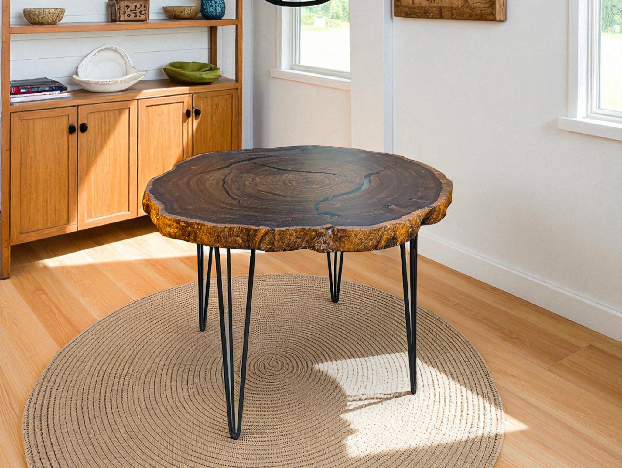 Leadwood Live Edge Round Kitchen Dining Table (37.80" x 38.58" x 2.76")