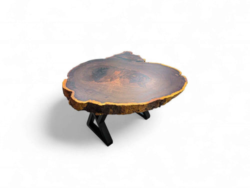 Grand Leadwood Live Edge Coffee Table (39.37" x 35.04" x 3.15") with Modern X-Legs
