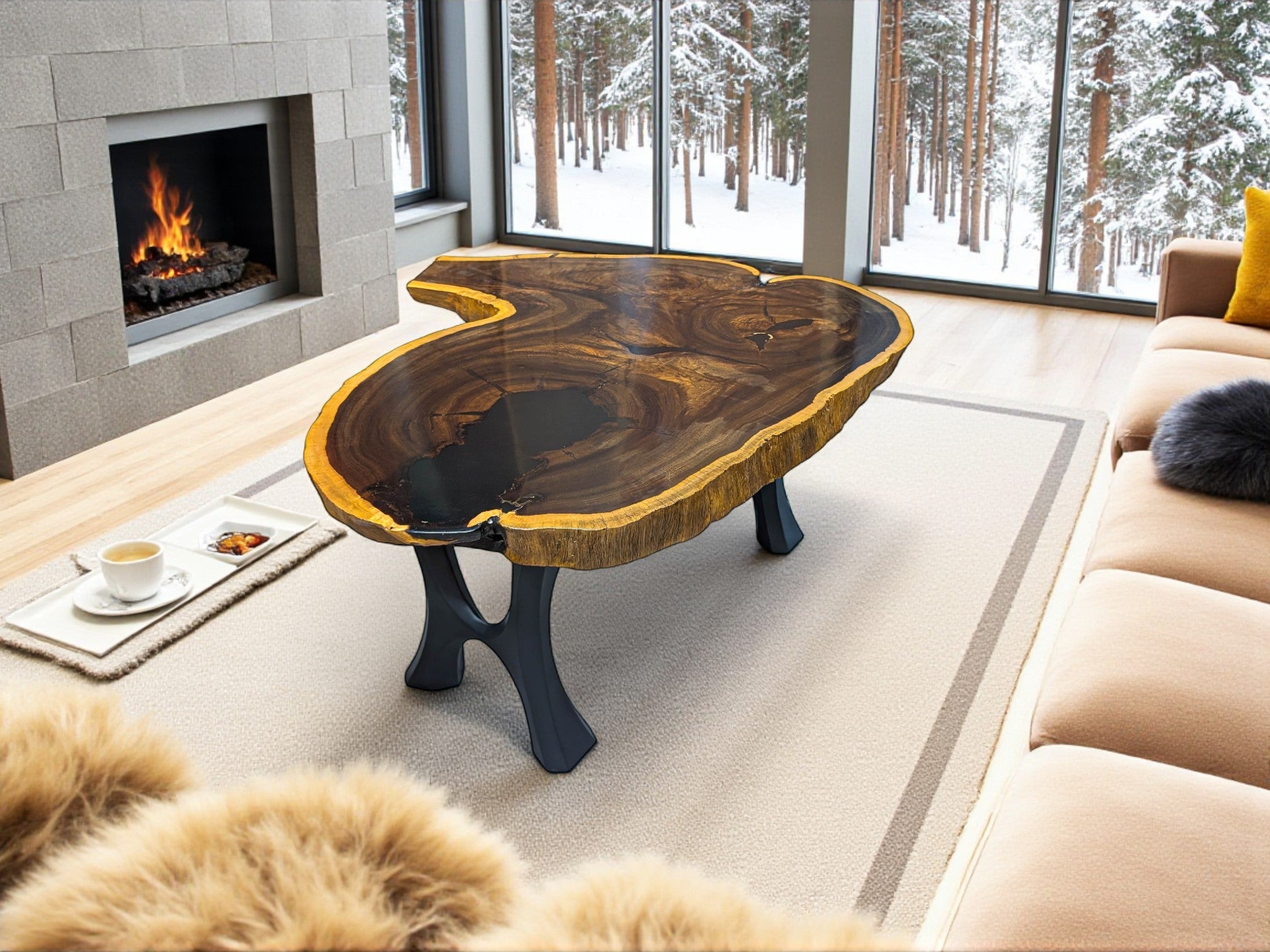 Leadwood Live Edge Coffee Table (40.55" x 35.83" x 3.54")