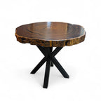 Leadwood Live Edge Round Dining Table (38.19" x 38" x 3.15") with Pedestal Style Legs