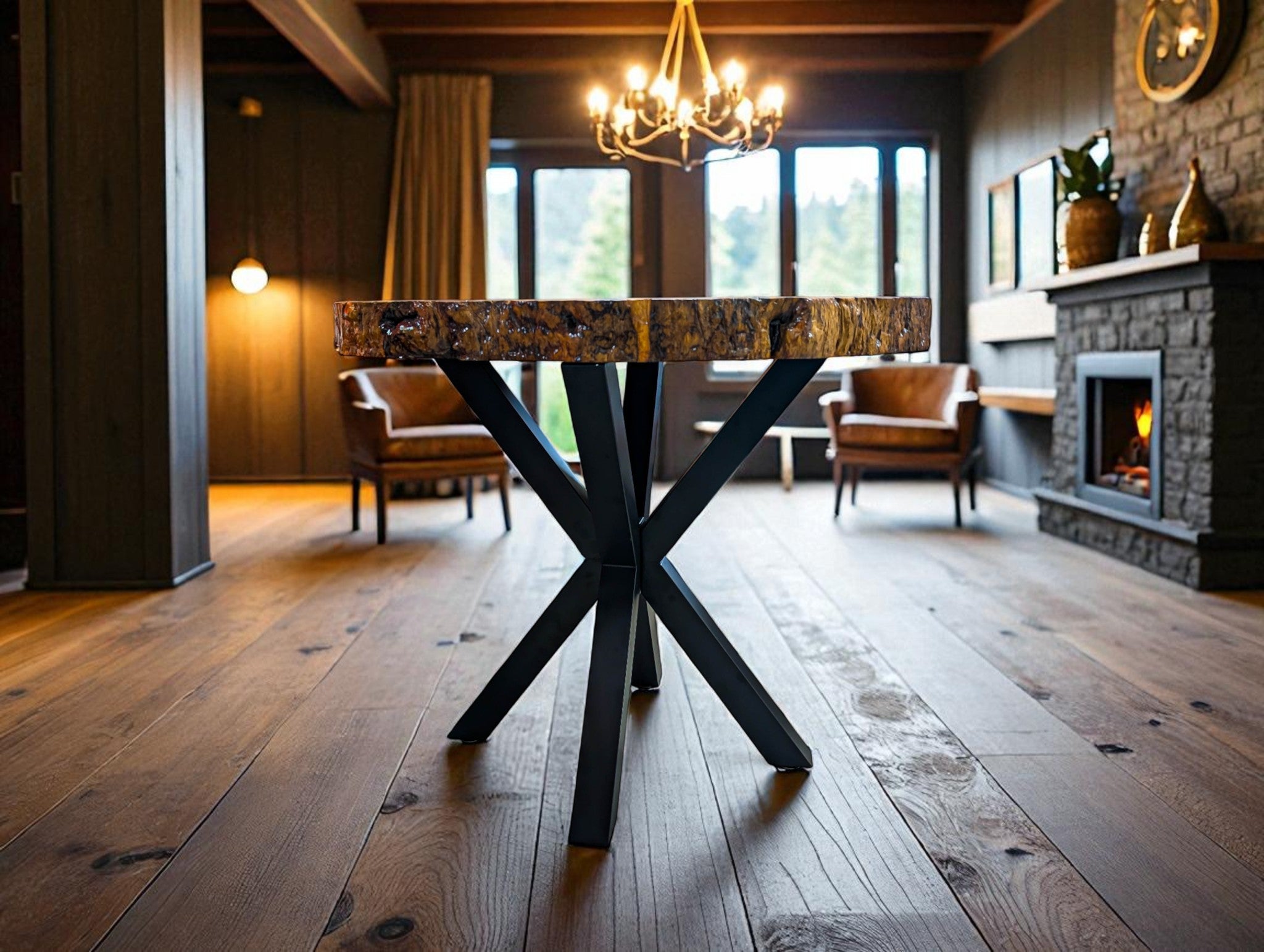 Leadwood Live Edge Round Kitchen Dining Table (39.37" x 38.19" x 3.15")