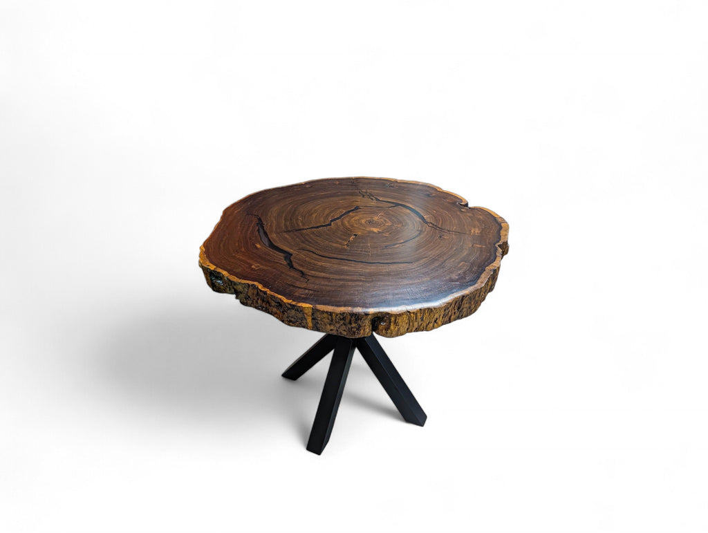 Leadwood Live Edge Round Dining Table (38.19" x 38" x 3.15") with Pedestal Style Legs