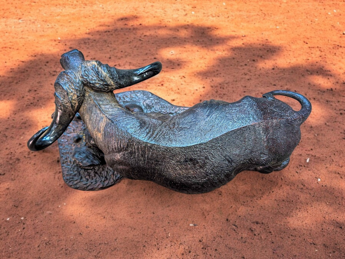 Hand-Carved Ironwood Buffalo Sculpture