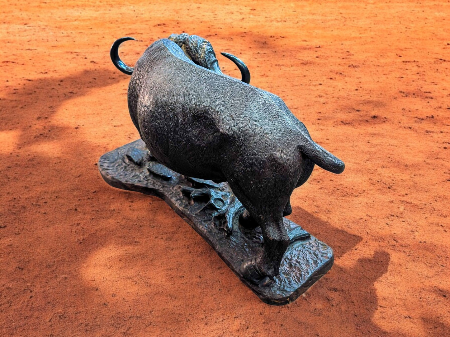 Hand-Carved Ironwood Buffalo Sculpture