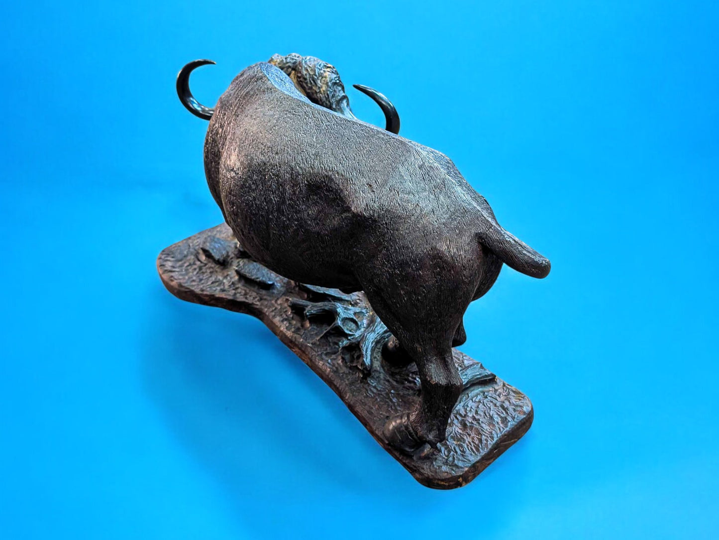 Hand-Carved Ironwood Buffalo Sculpture