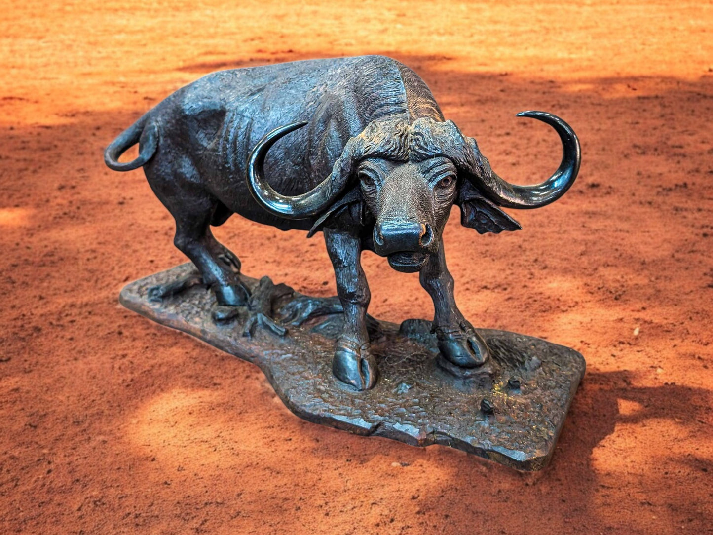 Hand-Carved Ironwood Buffalo Sculpture