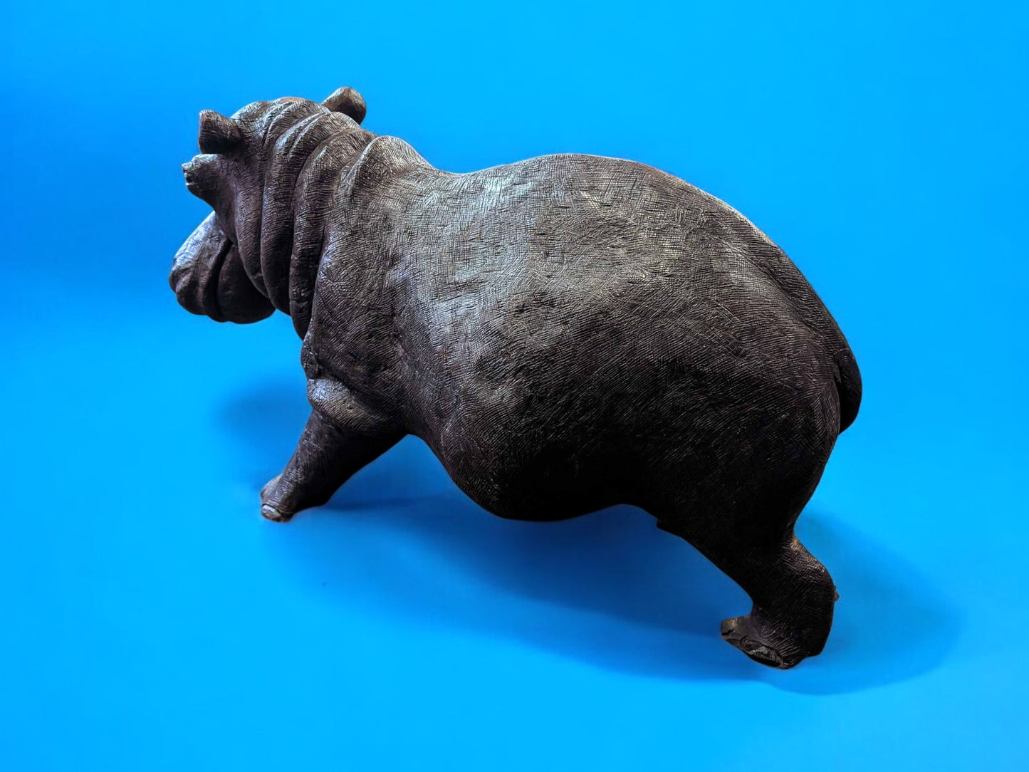 Hand-Carved Ironwood Hippopotamus Sculpture