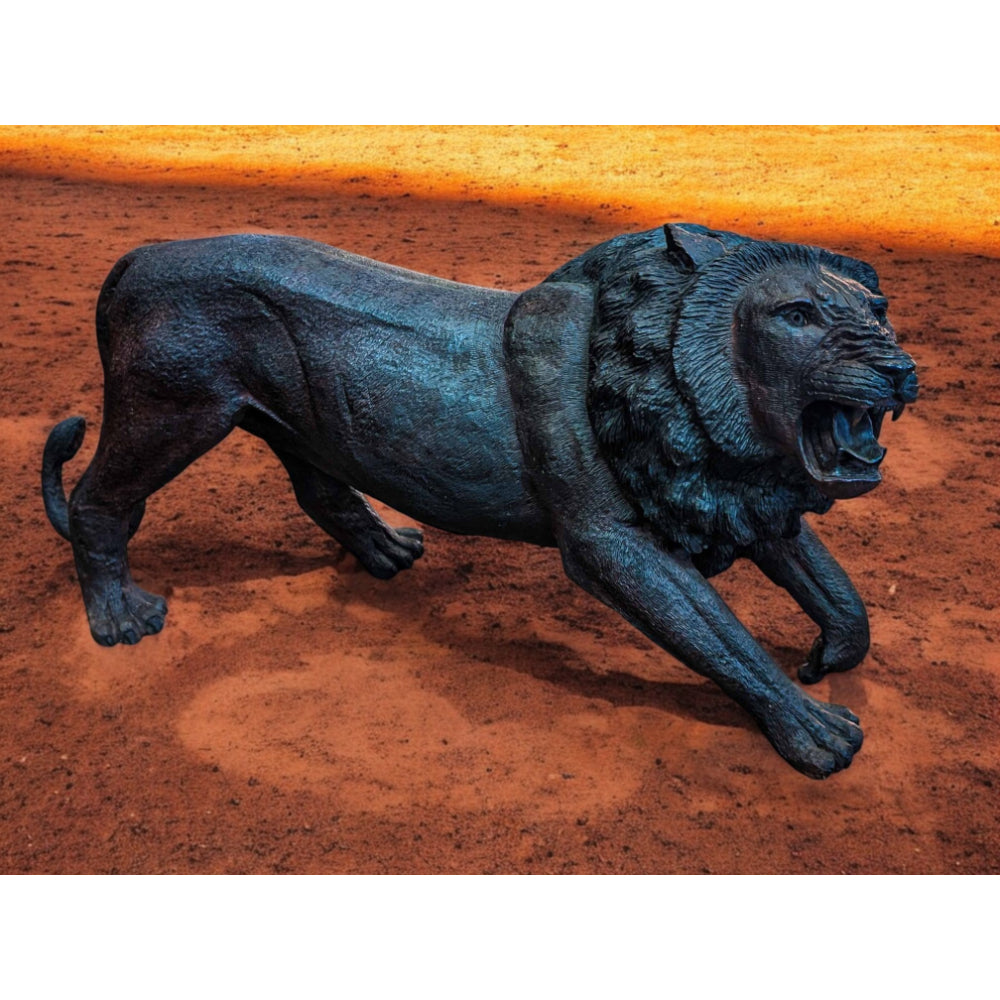 Hand-Carved 39" Ironwood Lion Carving