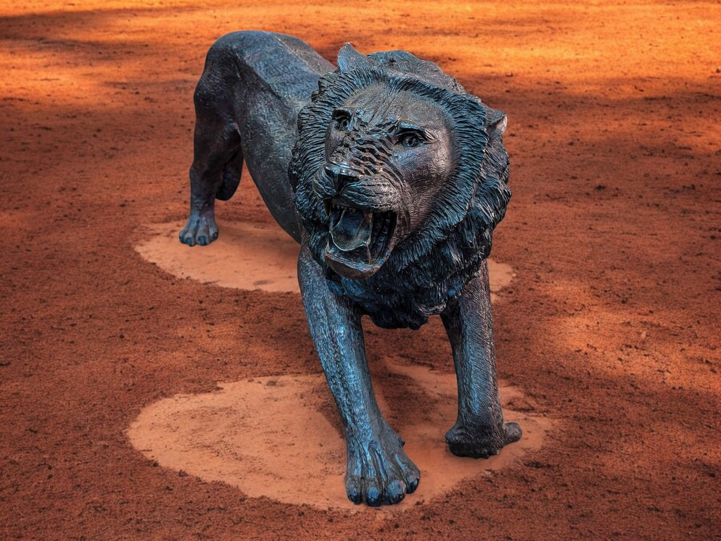 Hand-Carved 39" Ironwood Lion Sculpture