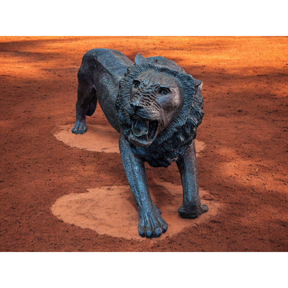 Hand-Carved 39" Ironwood Lion Carving