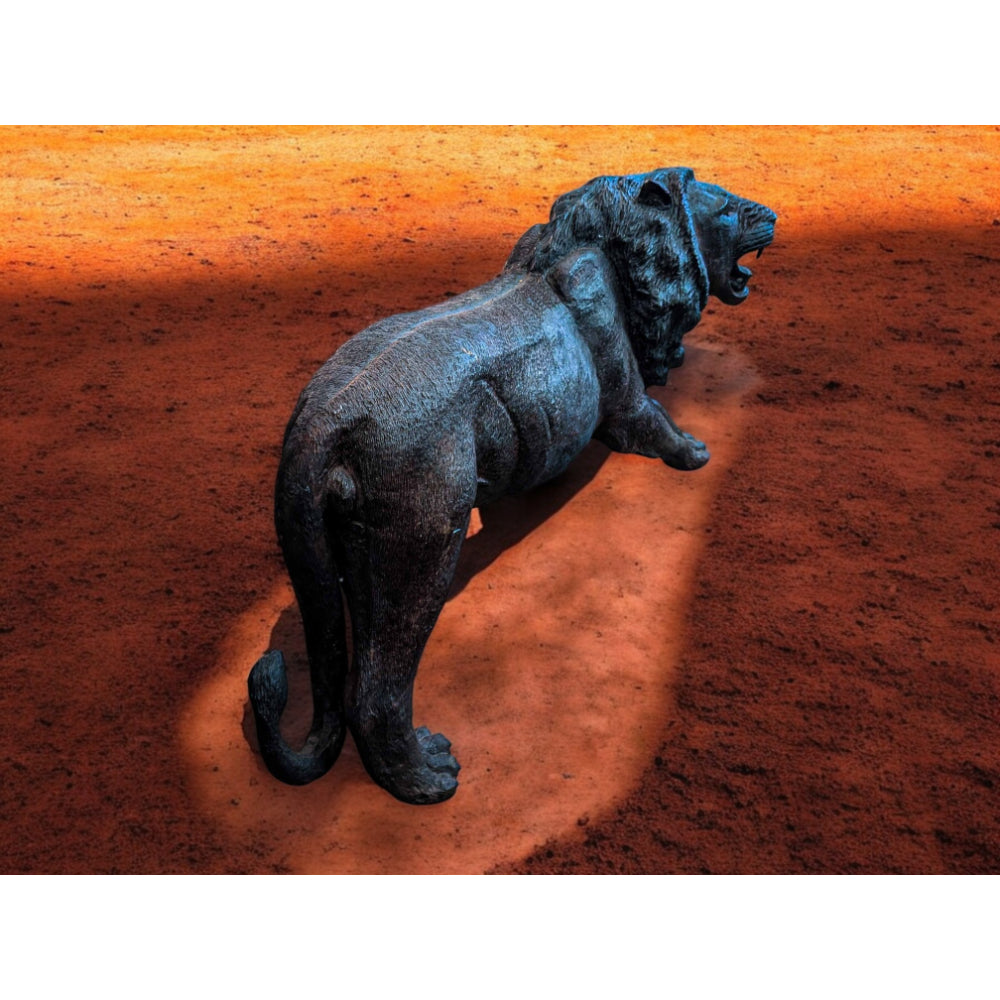 Hand-Carved 39" Ironwood Lion Carving