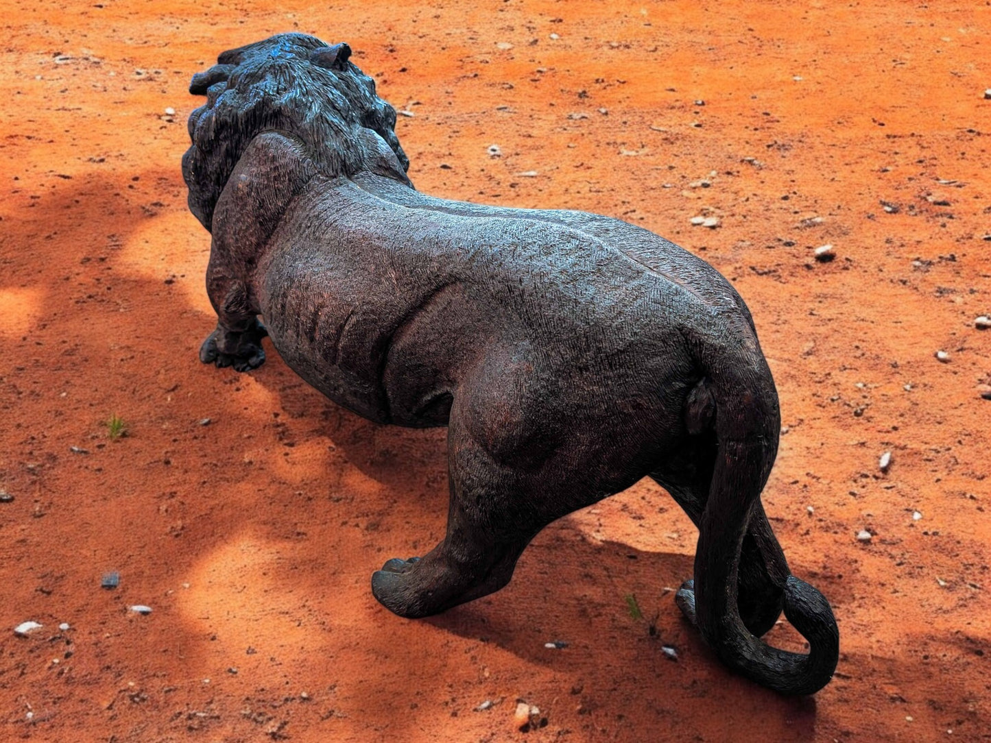 Hand-Carved 39" Ironwood Lion Sculpture