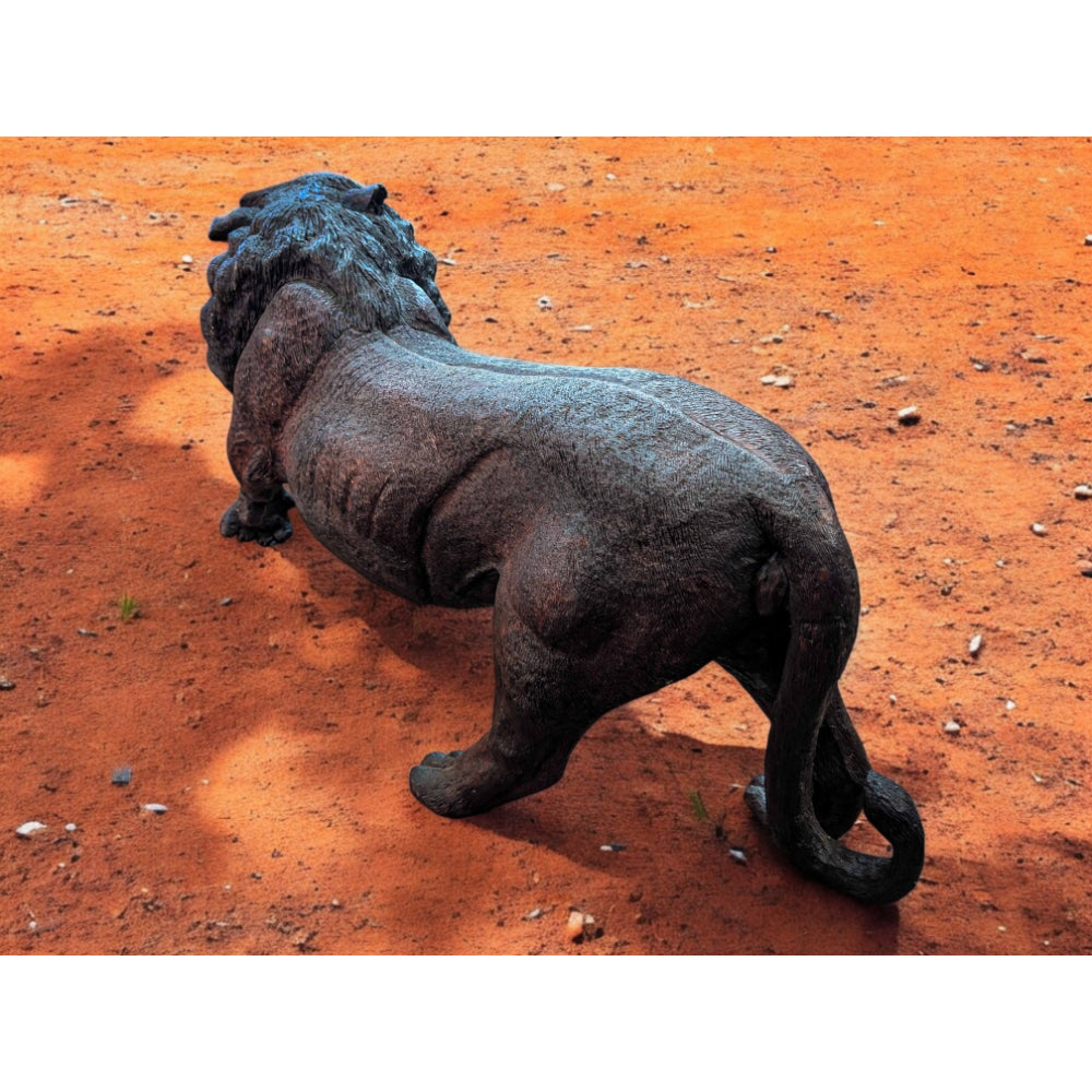 Hand-Carved 39" Ironwood Lion Carving