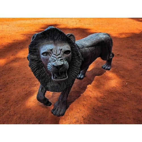 Hand-Carved 39" Ironwood Lion Carving IW-LIO-03