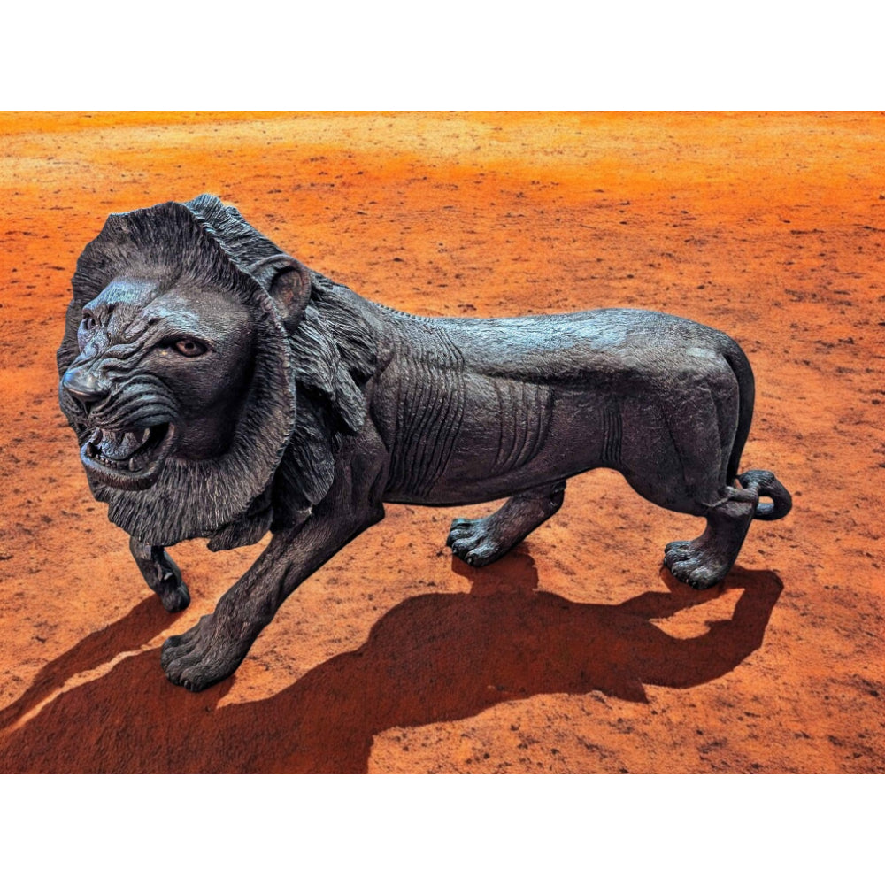 Hand-Carved 39" Ironwood Lion Carving