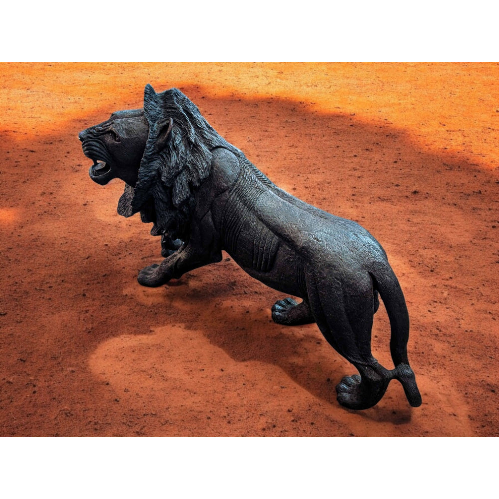 Hand-Carved 39" Ironwood Lion Carving