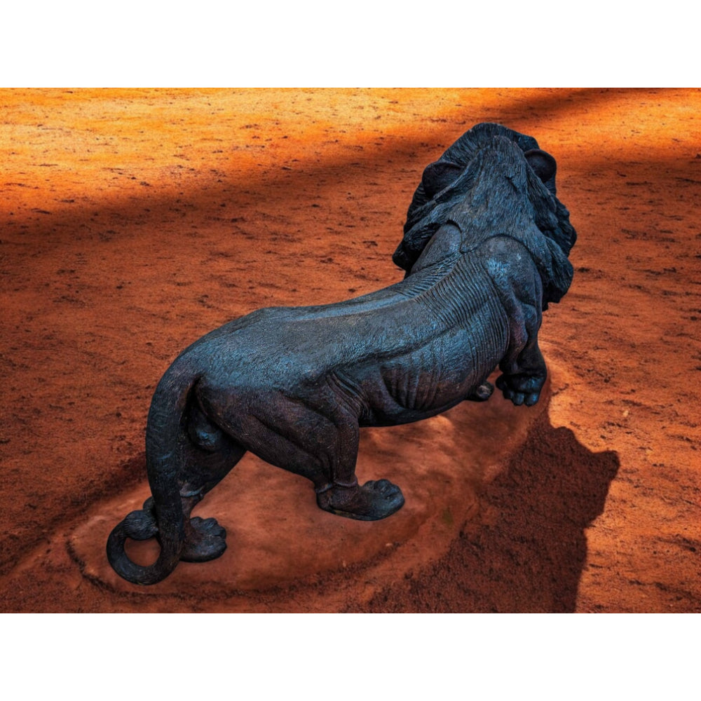 Hand-Carved 39" Ironwood Lion Carving