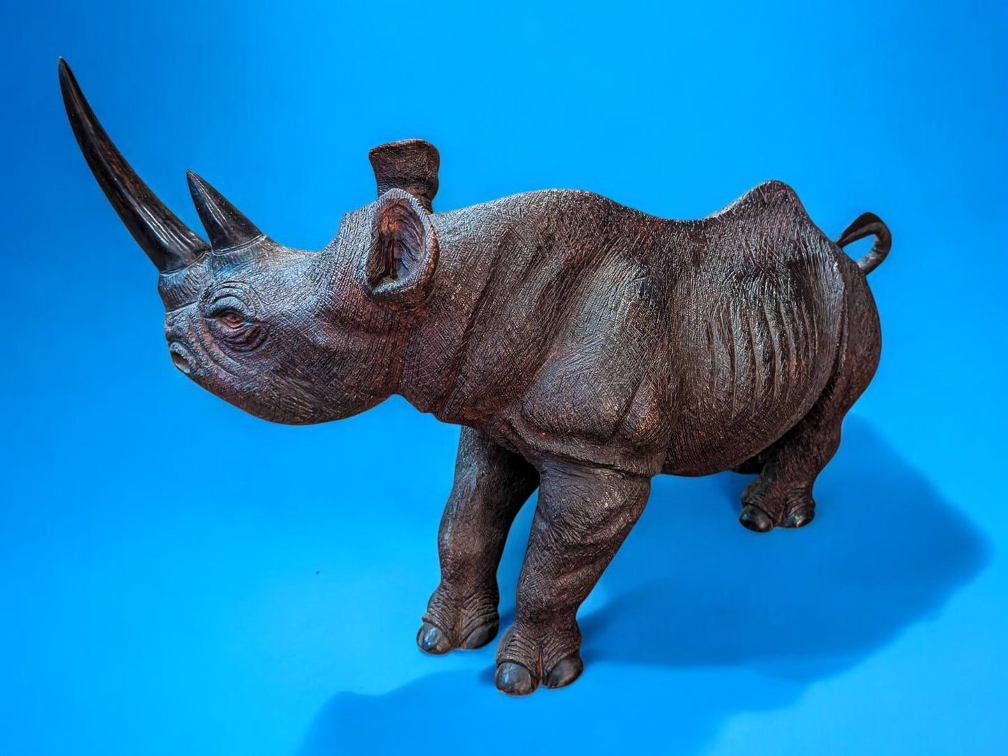 Hand-Carved 16" Ironwood Rhinoceros Sculpture