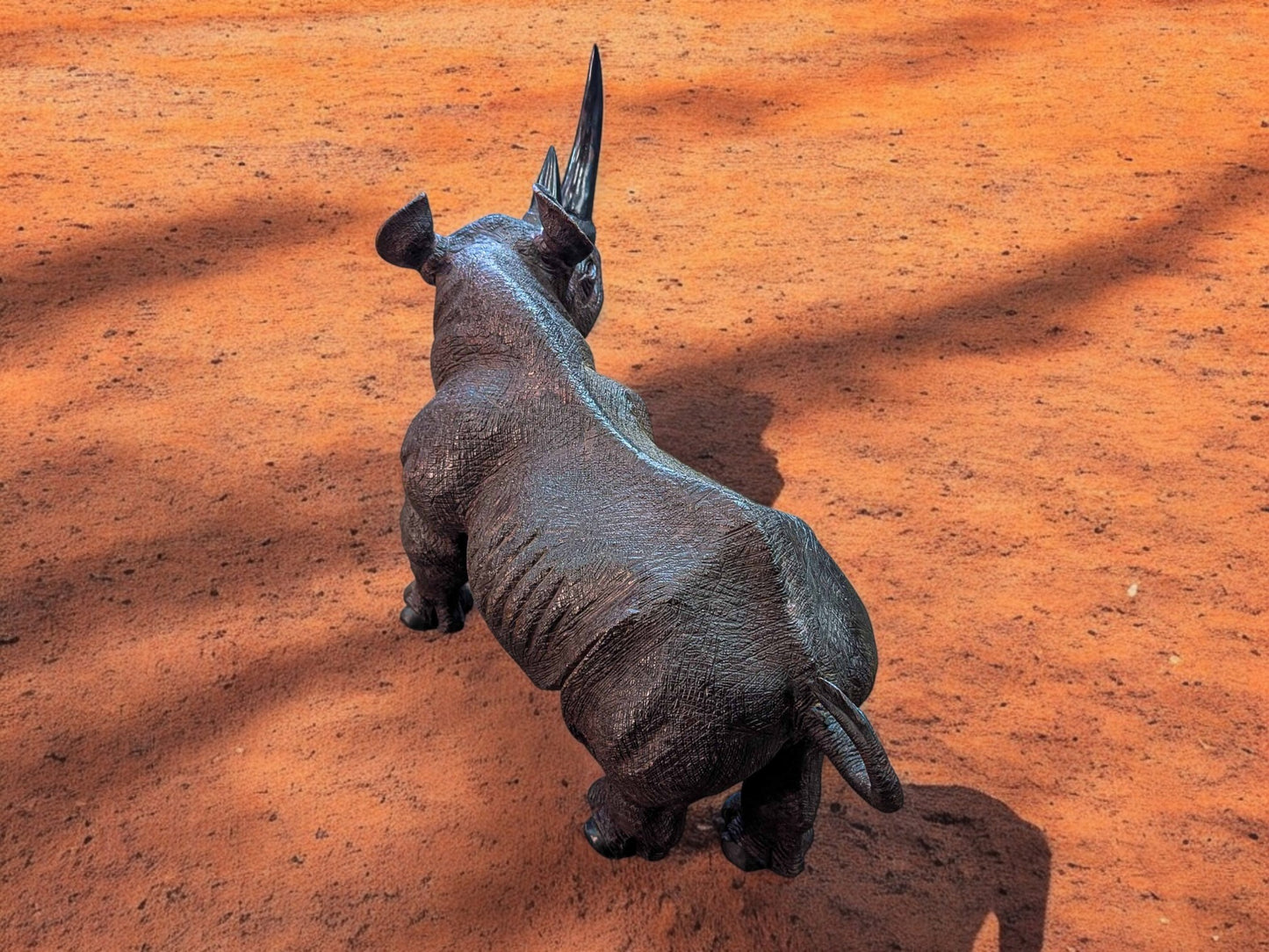 Hand-Carved 16" Ironwood Rhinoceros Sculpture