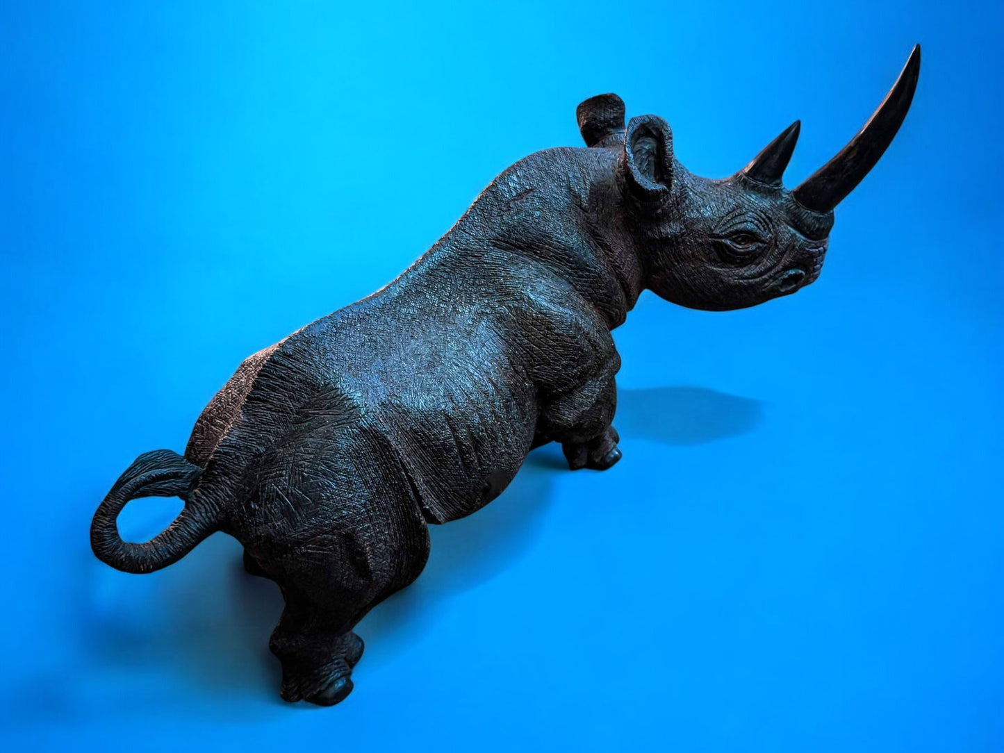 Hand-Carved 16" Ironwood Rhinoceros Sculpture