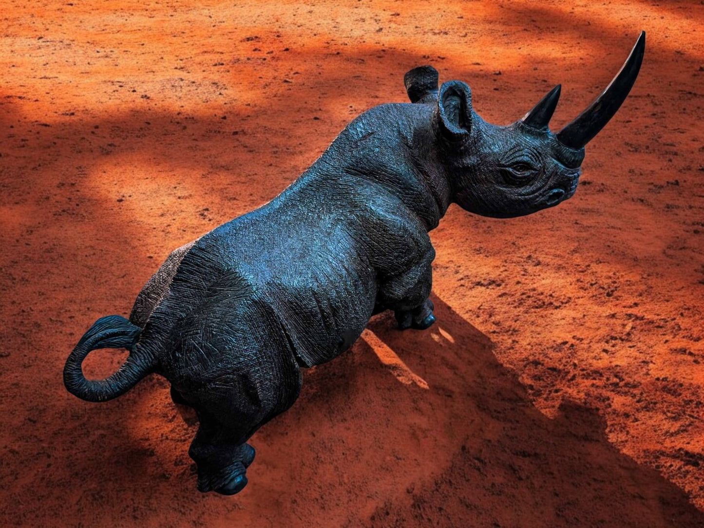 Hand-Carved 16" Ironwood Rhinoceros Sculpture