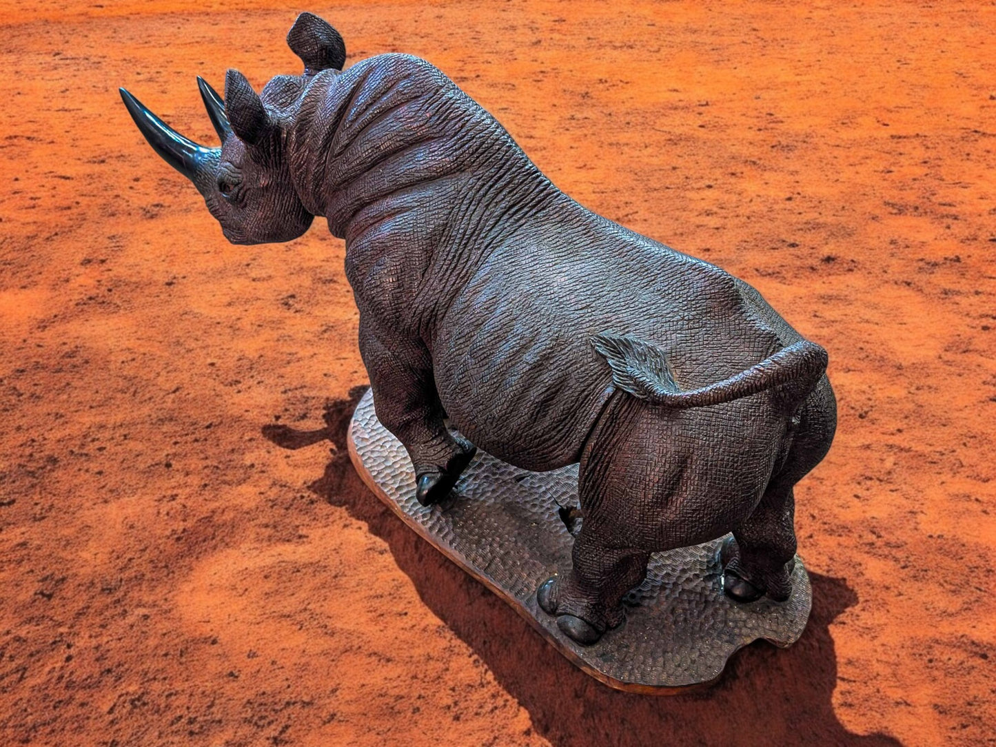 Hand-Carved 39" Ironwood Rhinoceros Sculpture