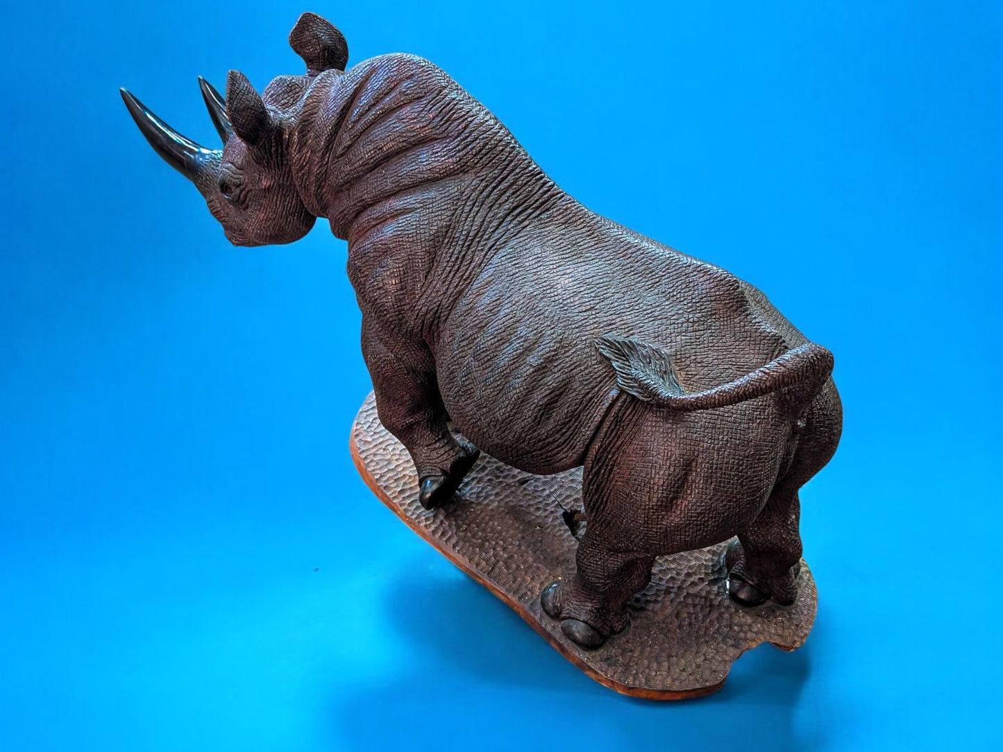 Hand-Carved 39" Ironwood Rhinoceros Sculpture