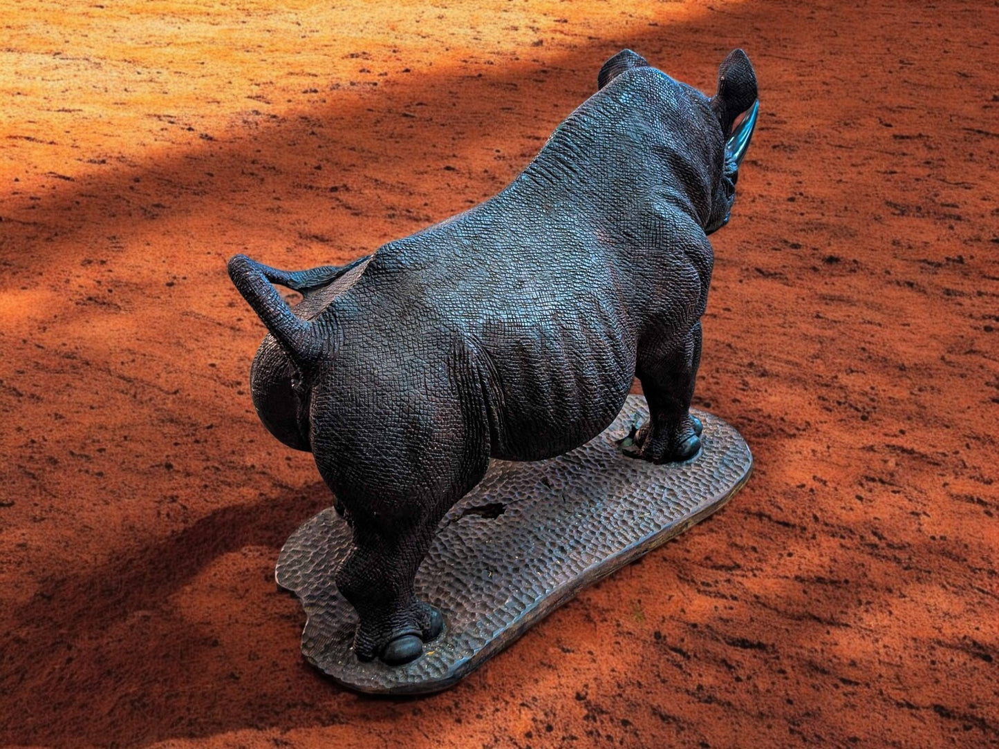 Hand-Carved 39" Ironwood Rhinoceros Sculpture