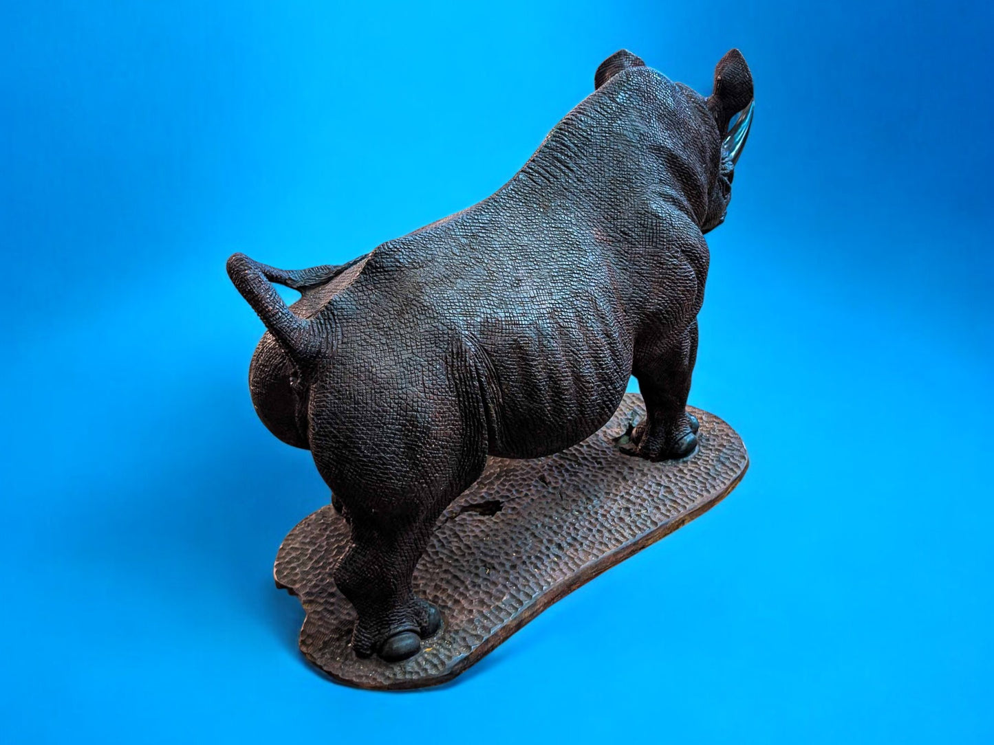 Hand-Carved 39" Ironwood Rhinoceros Sculpture