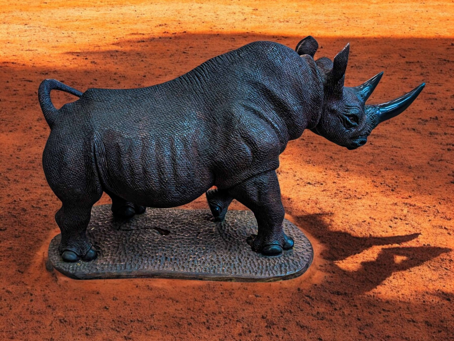 Hand-Carved 39" Ironwood Rhinoceros Sculpture