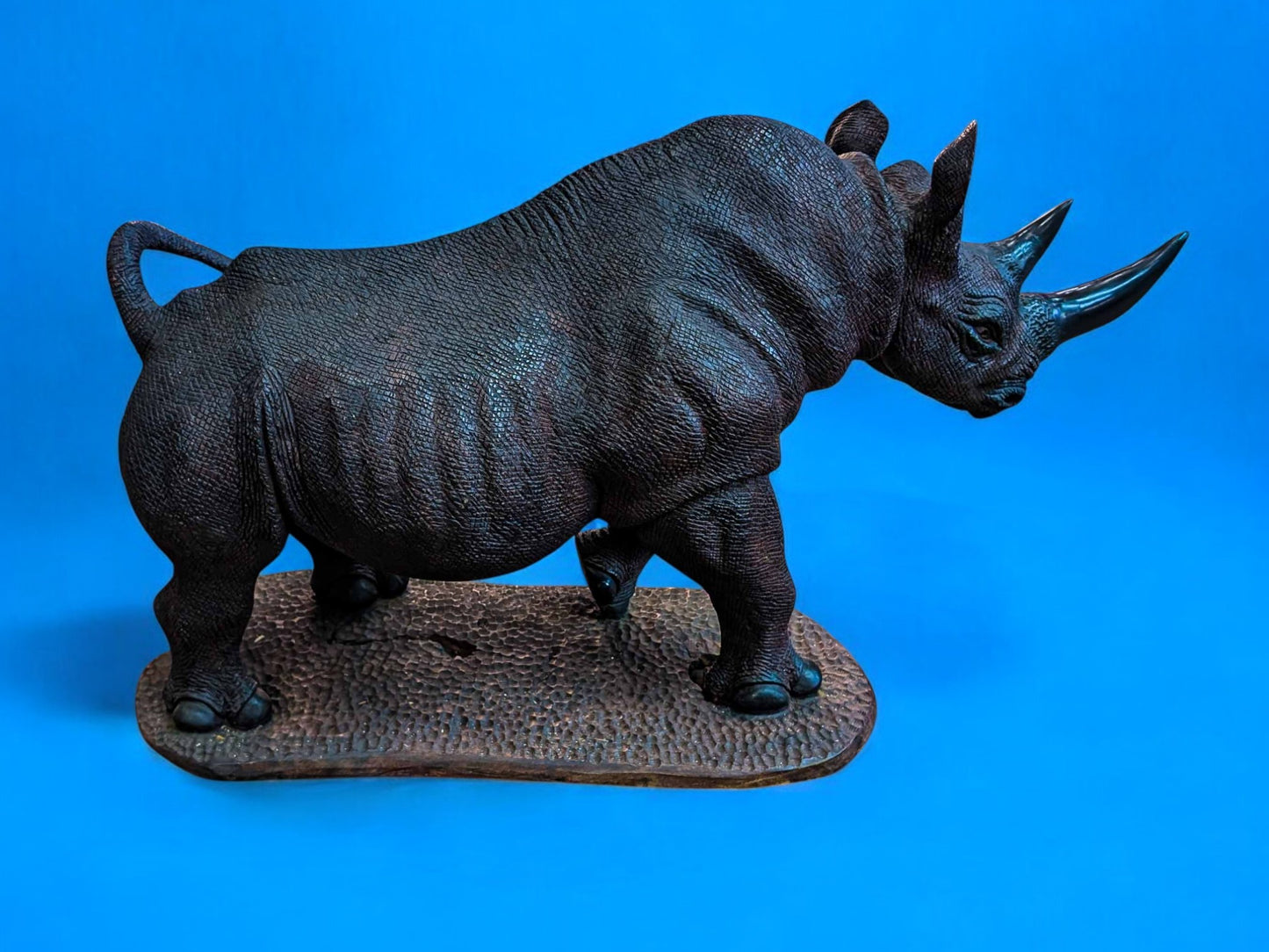 Hand-Carved 39" Ironwood Rhinoceros Sculpture