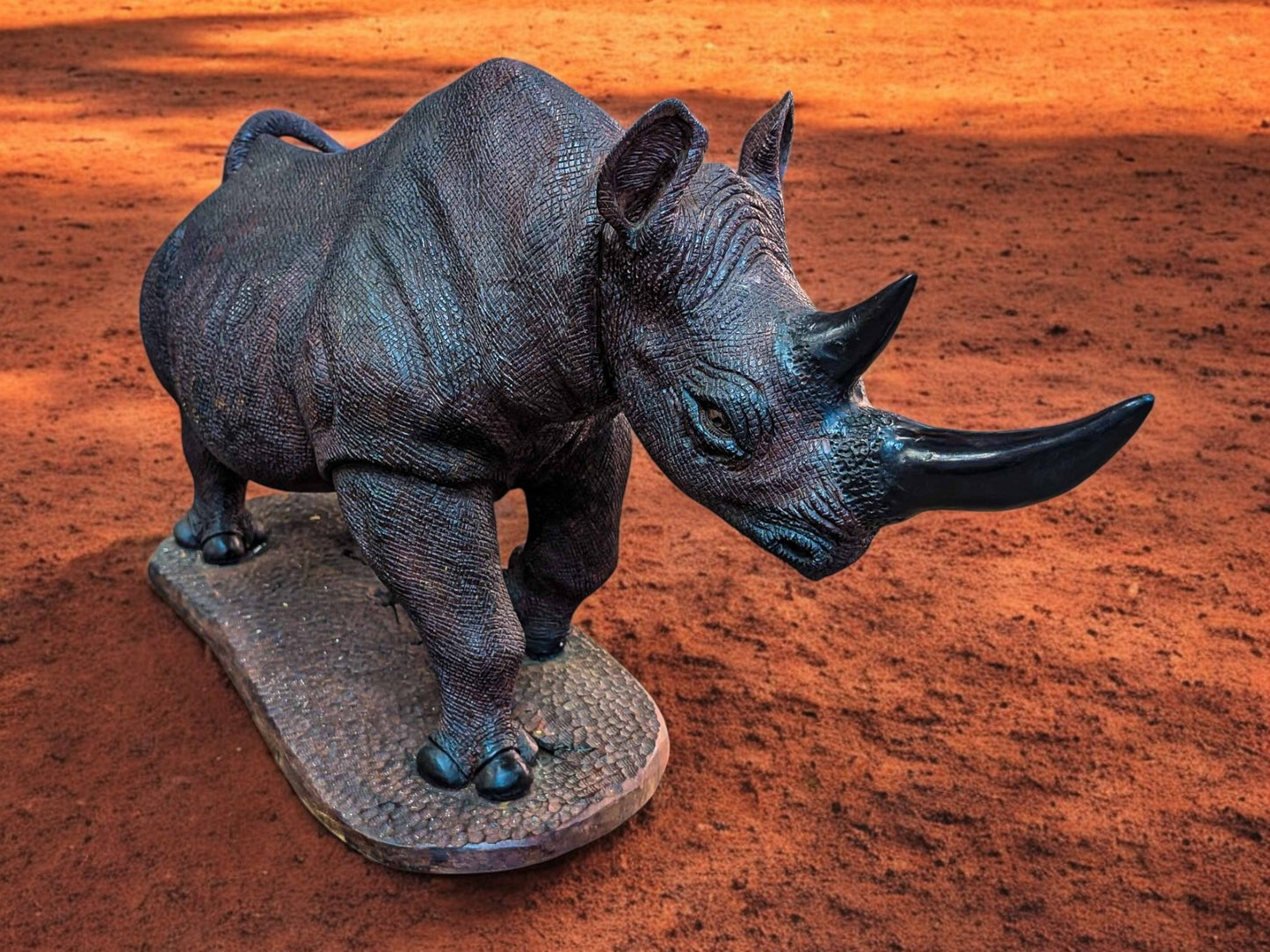 Hand-Carved 39" Ironwood Rhinoceros Sculpture